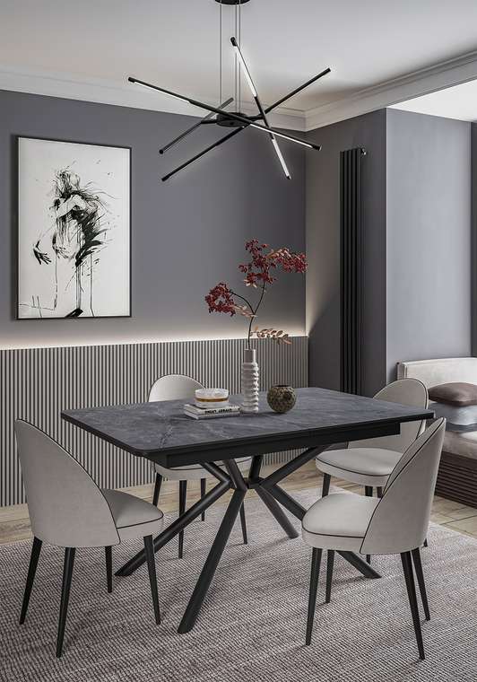 Раздвижной обеденный стол DC1300 черного цвета