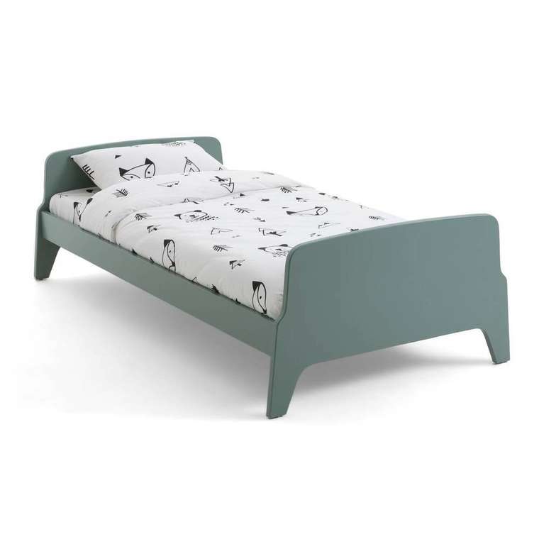Кровать в винтажном стиле Adil 90х190 серо-зеленого цвета
