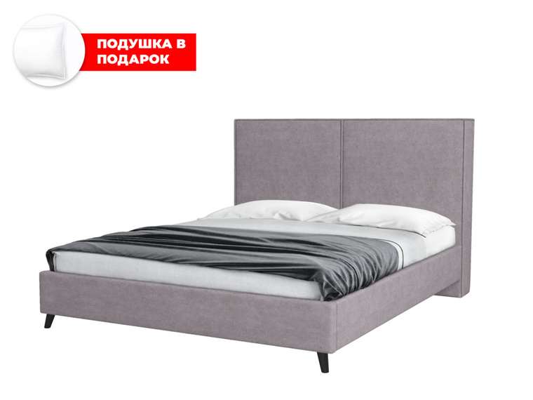 Кровать Atlin 180х200 в обивке из велюра серого цвета с подъемным механизмом