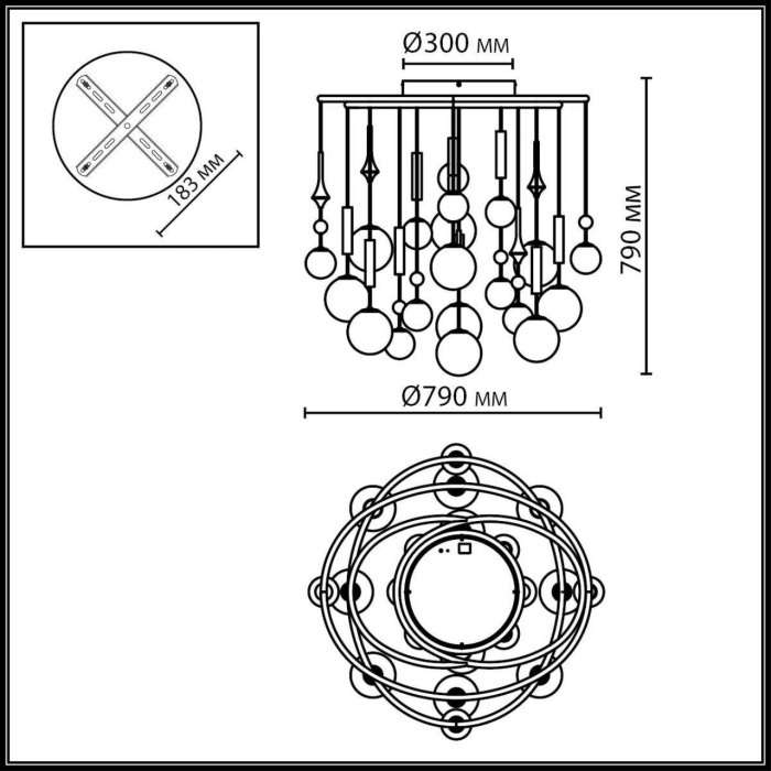 Потолочная люстра Odeon Light Callisto 5457/21C светлая сатин.латунь/белый/бежевый/коричневый/металл/стекло G9 x 20 x 5W + LED 20W 2500K
