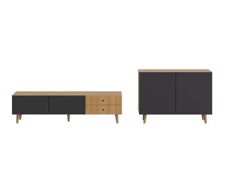 Комплект мебели для гостиной Frida 1 черно-бежевого цвета