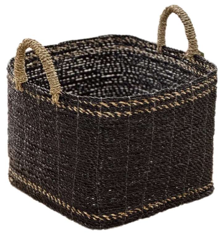 Корзина плетеная Olive Black 42х43 из натурального бананового волокна