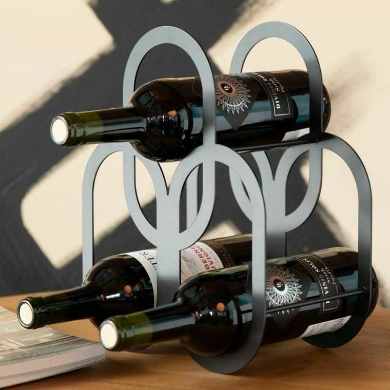 Декоративная подставка для бутылок Wine Enigma черного цвета