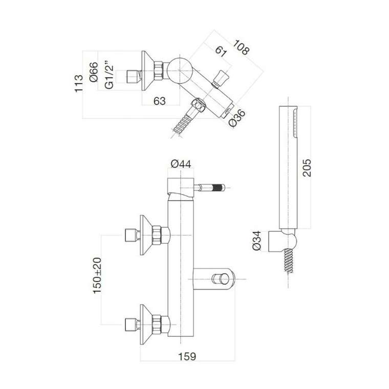 Смеситель для ванны Webert Rimini RI850101010, золото