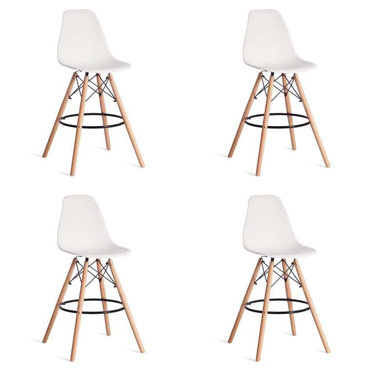 Набор из четырех стульев Cindy Bar белого цвета