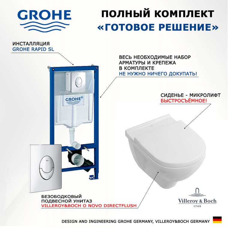 Комплект 3 в 1 инсталляция Rapid SL