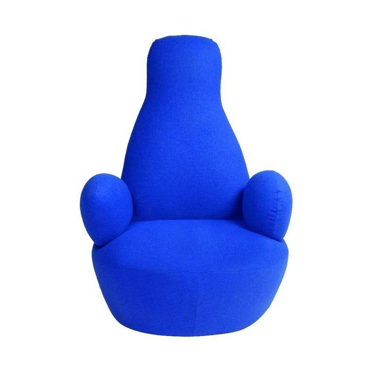 Кресло Bottle Chair с кашемиром синего цвета