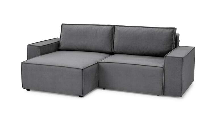 Угловой диван-кровать Софт 2 серого цвета с оттоманкой