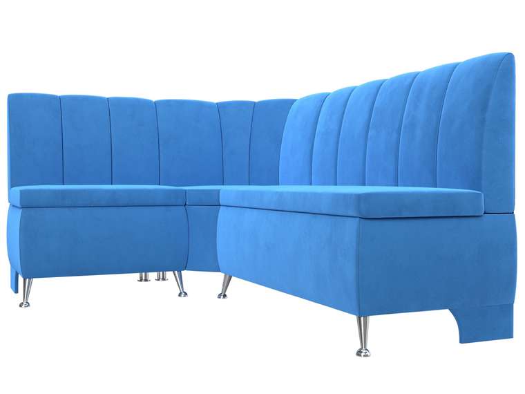 Кухонный угловой диван Кантри голубого цвета левый угол