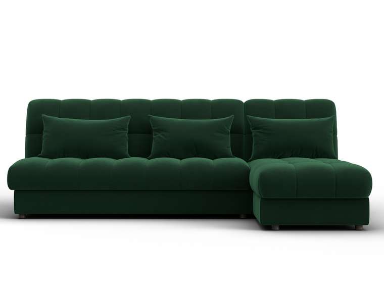 Угловой диван-кровать Лига-116 темно-зеленого цвета правый