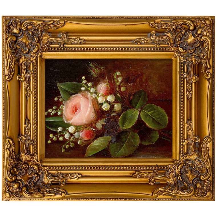 Репродукция картины Натюрморт с розами и ландышами