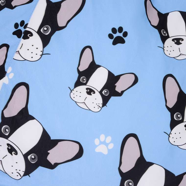 Кресло-мешок Груша Французский Бульдог XL голубого цвета