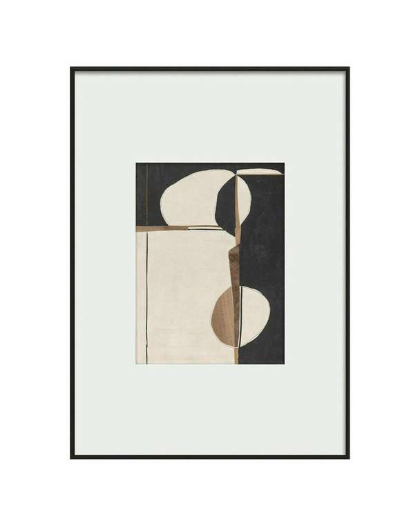 Интерьерный постер Black beige abstraction 50х70 бежево-черного цвета
