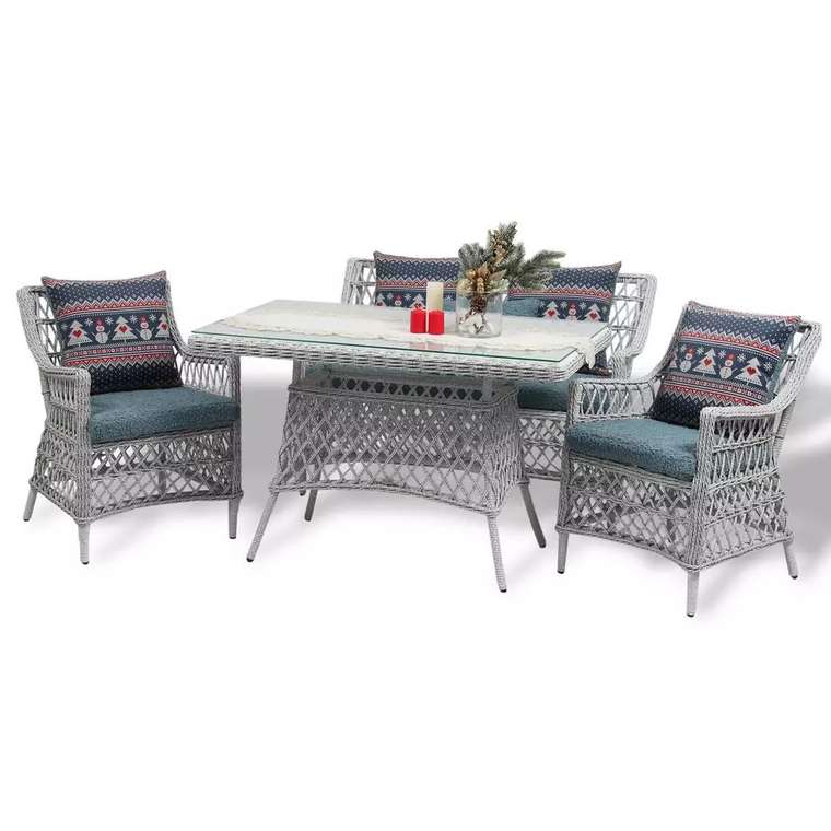 Комплект мебели Гайс из искусственного ротанга серого цвета