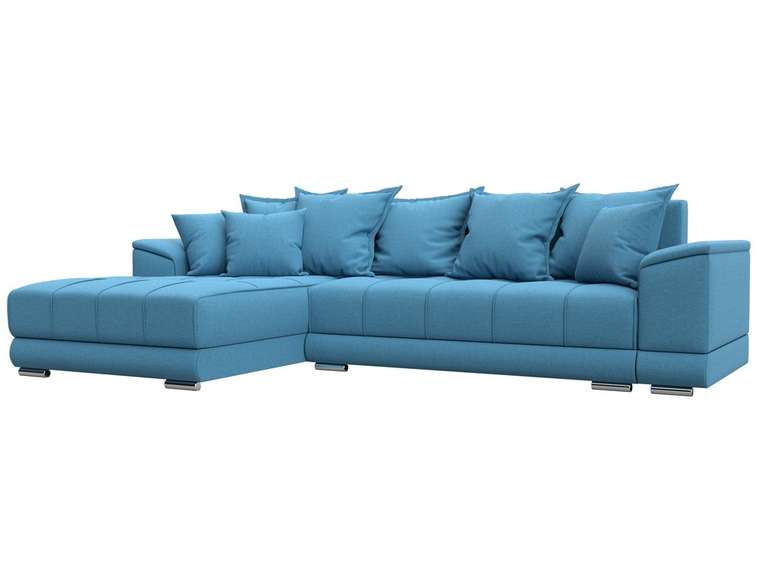 Угловой диван-кровать НордСтар голубого цвета левый