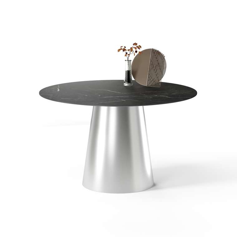 Обеденный стол Алькор L серебряно-черного цвета