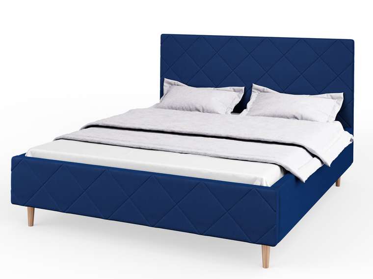 Кровать Афина-1 180х200 синего цвета с подъемным механизмом