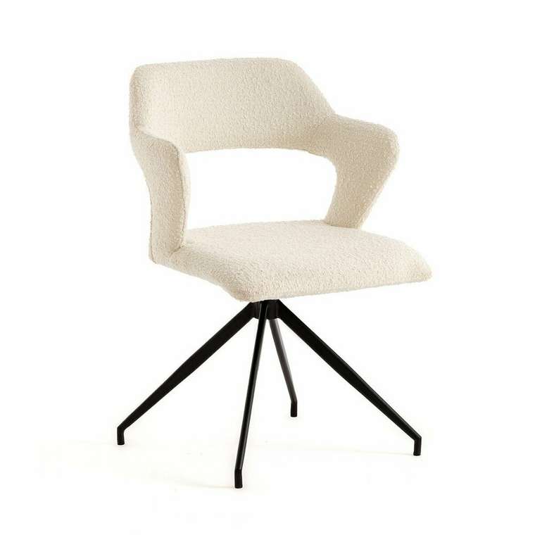 Кресло для столовой вращающееся из малой пряжи Asyar белого цвета