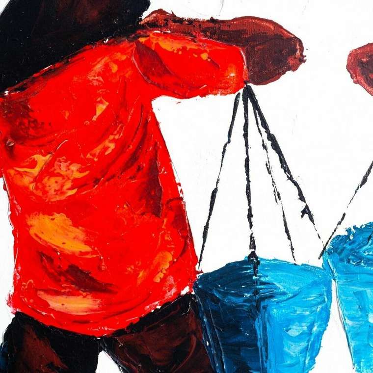 Картина Продавцы Воды 60х80 красно-белого цвета
