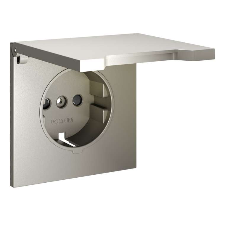 Накладка для розетки с заземлением, защитными шторками и крышкой, S70 (шелк)