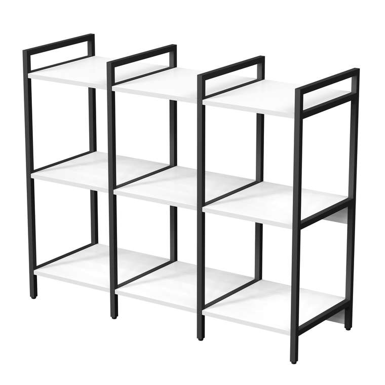 Стеллаж 10ССТ.3.400 средний тройной 3 полки белого цвета