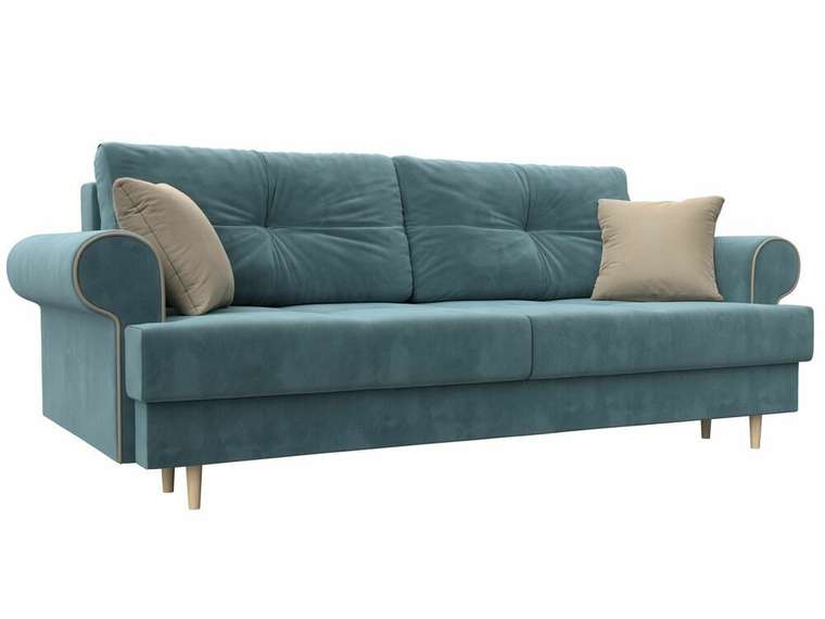 Прямой диван-кровать Сплин бирюзового цвета