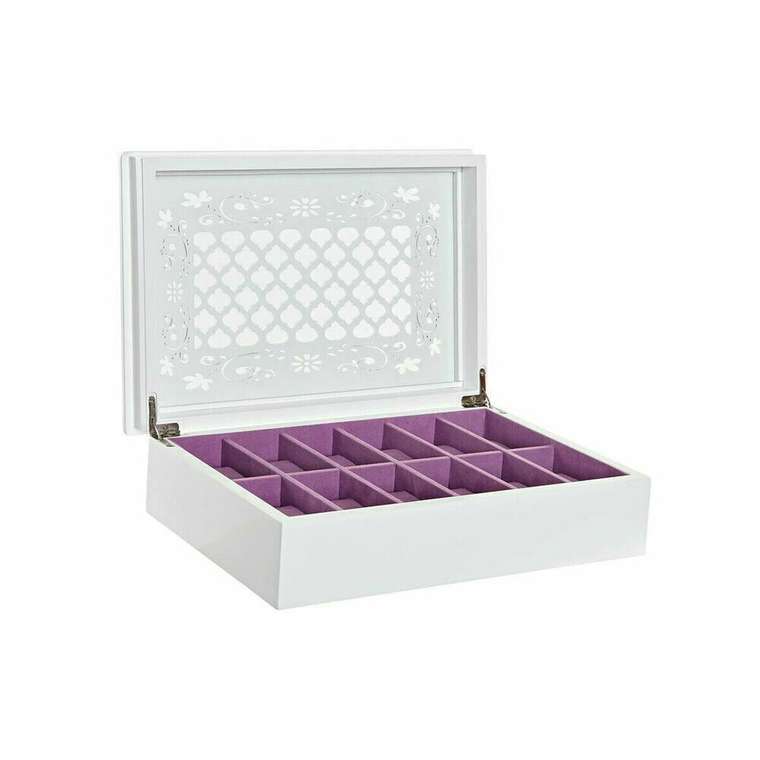 Шкатулка Часы 29 x 20 x 9,5 cm Стеклянный Лиловый Белый Деревянный MDF