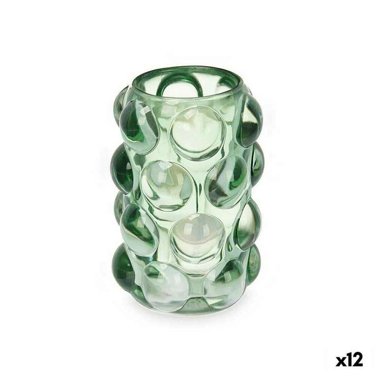 Подсвечник микросферы Зеленый Стеклянный 8,4 x 12,5 x 8,4 cm (12 штук)