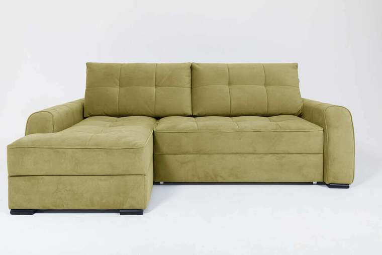 Угловой диван-кровать Soft II зеленого цвета (левый)