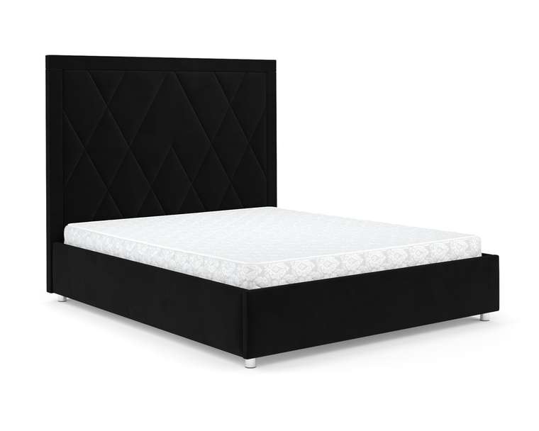 Кровать Треви 160х190 черного цвета с подъемным механизмом (велюр)