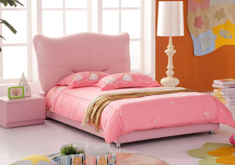 Кровать Pink Leather Kitty розового цвета 90х200