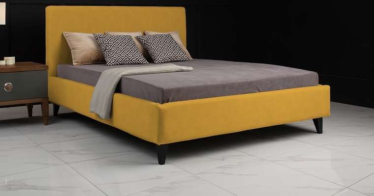 Кровать с подъемным механизмом Roxy-2 180х200 горчичного цвета