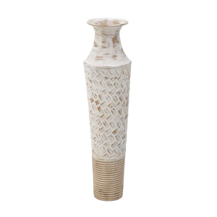 Металлическая ваза бело-бежевого цвета