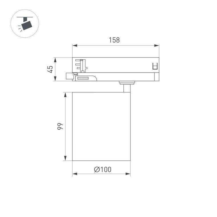 Трековый трехфазный светильник Arlight LGD-DYKE-4TR-R100-36W Day4000 (WH, 50 deg, 230V) 052291
