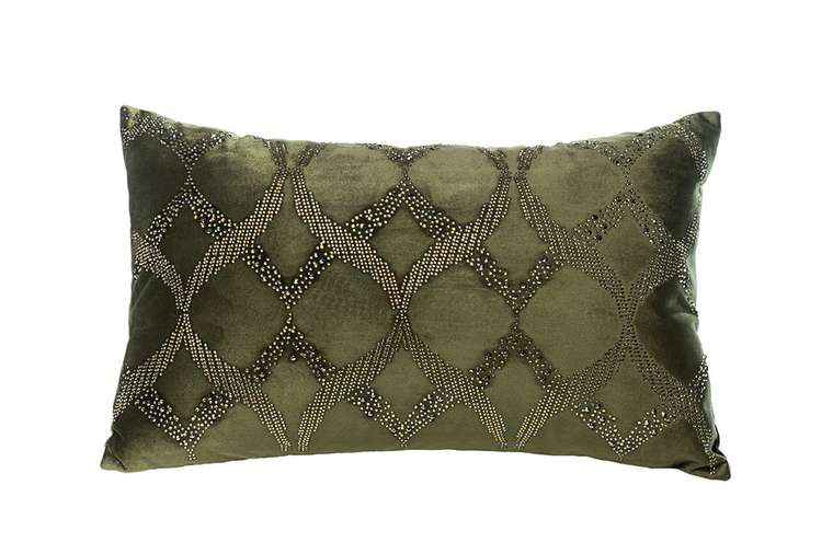 Подушка с бисером Арабески зеленого цвета