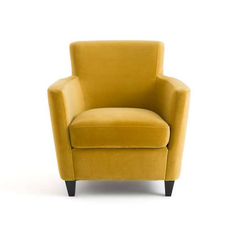 Кресло из велюра Mathesson желтого цвета
