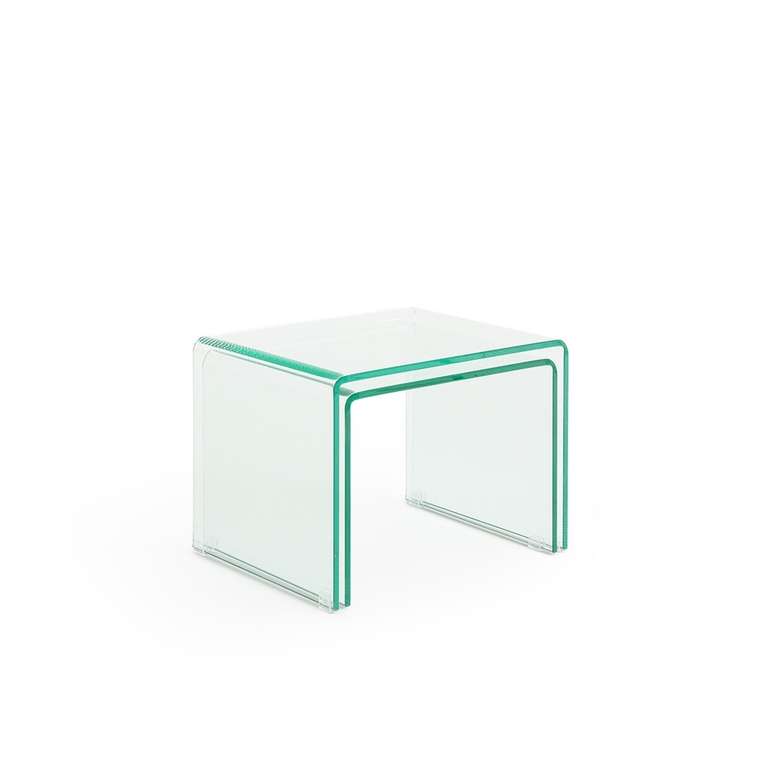Комплект из двух столов журнальных Cristalline из закаленного стекла 