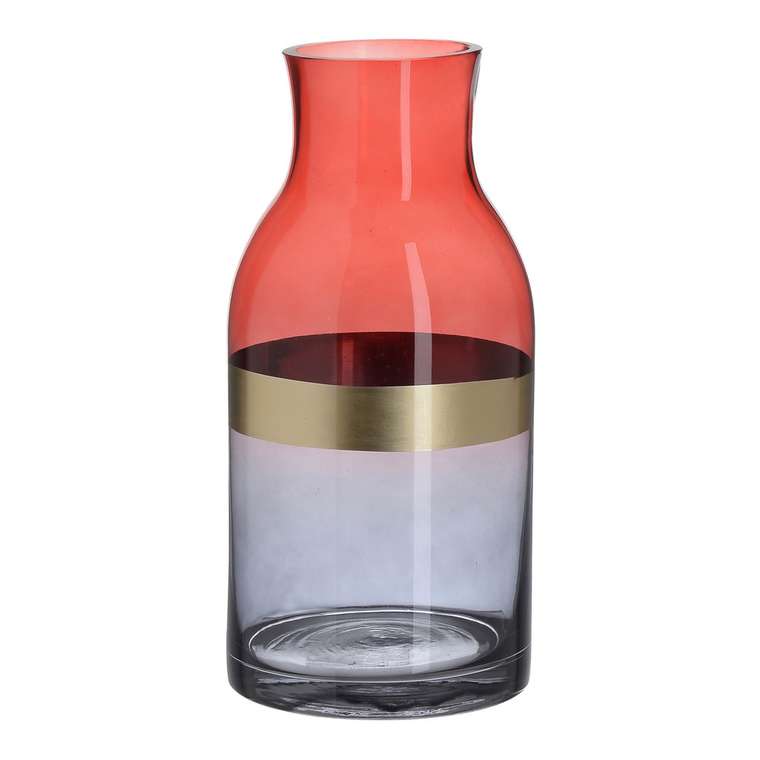 Стеклянная ваза красно-золотого цвета