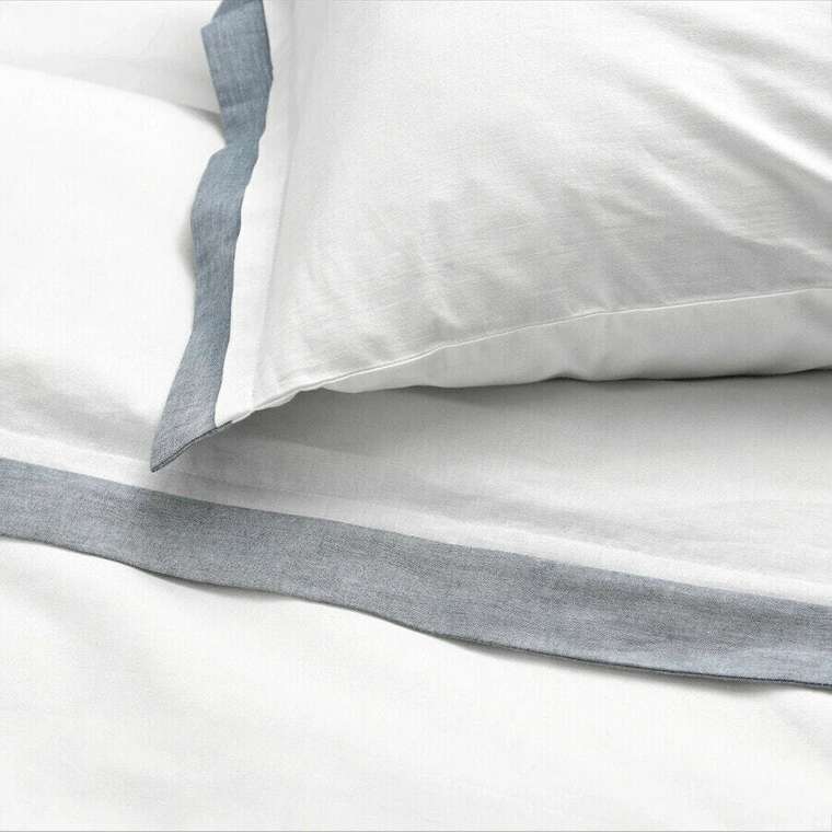 Комплект постельного белья, 2 шт., белый/синий, 140х200/80х80 см