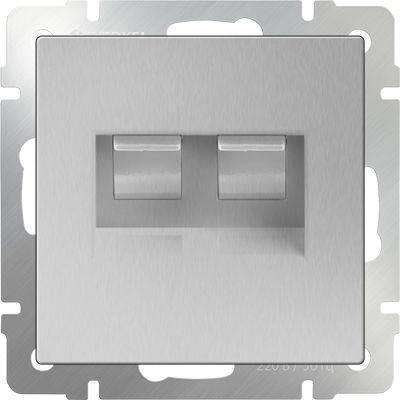 Розетка телефонная и Ethernet серебряного цвета
