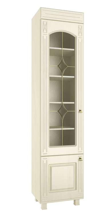 Шкаф-витрина со стеклом Элизабет левый бежевого цвета