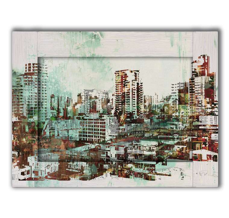 Картина с арт рамой Город небоскребов 60х80 см