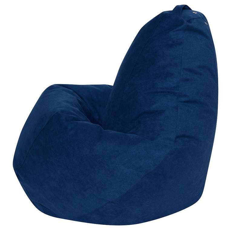Кресло Мешок Груша XL в обивке из велюра темно-синего цвета 