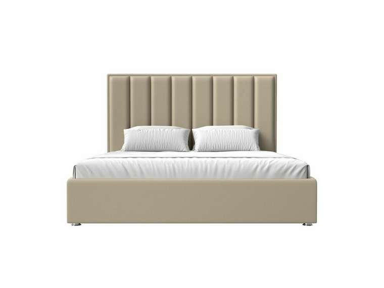 Кровать Афродита 180х200 бежевого цвета с подъемным механизмом (экокожа)