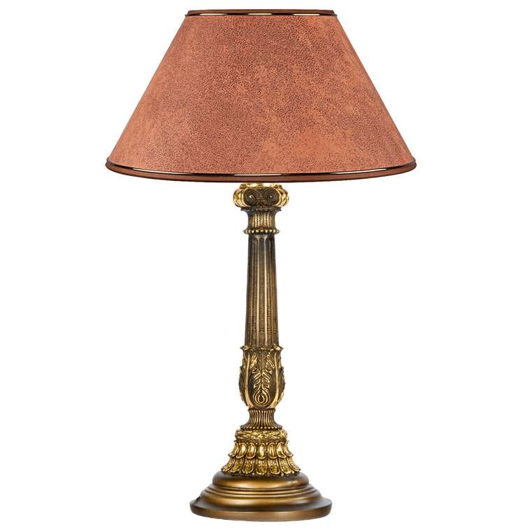 Настольная лампа Колонна Испанская персикового цвета на бронзовом основании