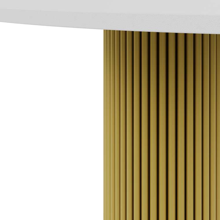 Обеденный стол Trubis Wood XL 120 бело-золотого цвета