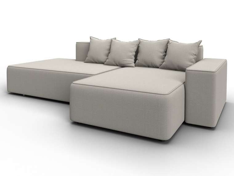 Угловой диван-кровать Лига-079 светло-бежевого цвета правый