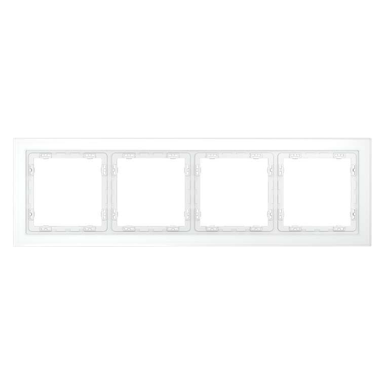 Рамка стеклянная VOLTUM S70 на 4 поста, (белый,матовый,стекло)