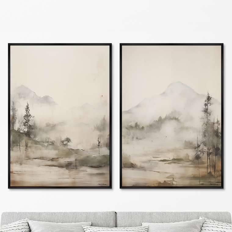Набор из двух репродукций картин Landscape collection, Mountain Mist, 2024г.