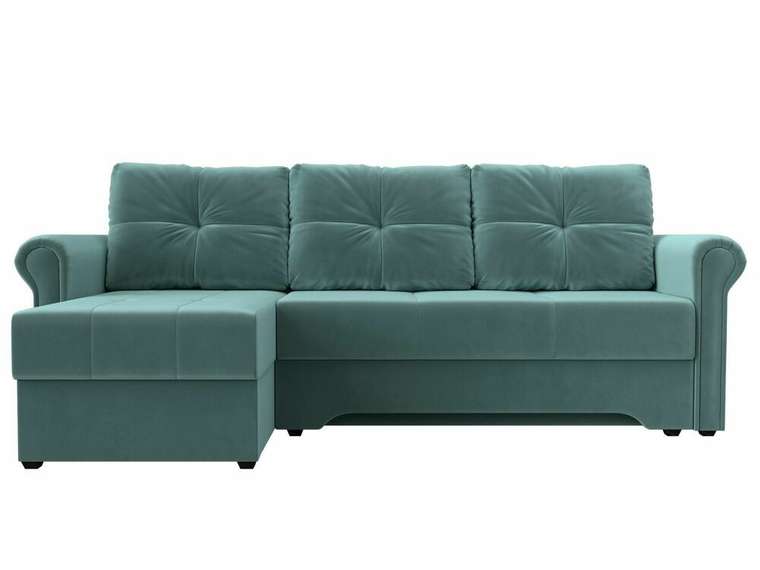 Угловой диван-кровать Леон бирюзового цвета левый угол
